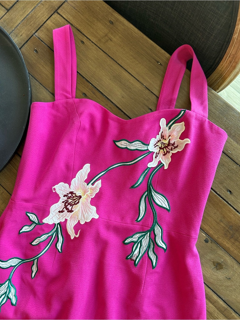 Dress the Population Nicole Floral Tropical Fuchsia Cocktail Dress L - Picture 7 of 16